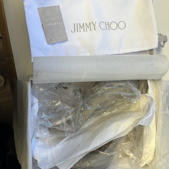 JIMMY CHOO NOVA SPARKLE GLITTER SILVER GOLD Party Event HEEL PUMPS New In Box 40